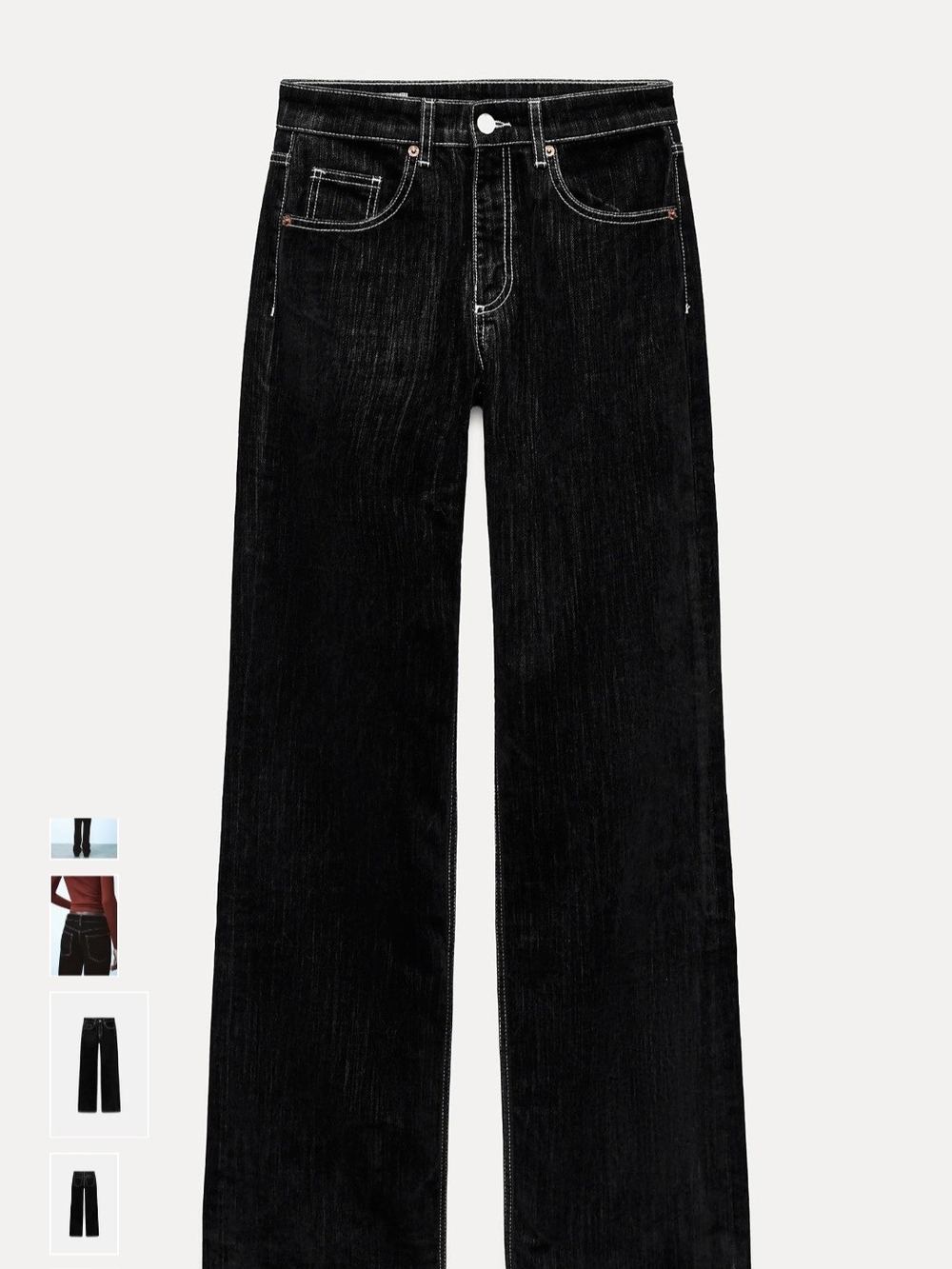 Zara TRF Flocked Straight Leg Jeans Denim Pants - Picture 7 of 11